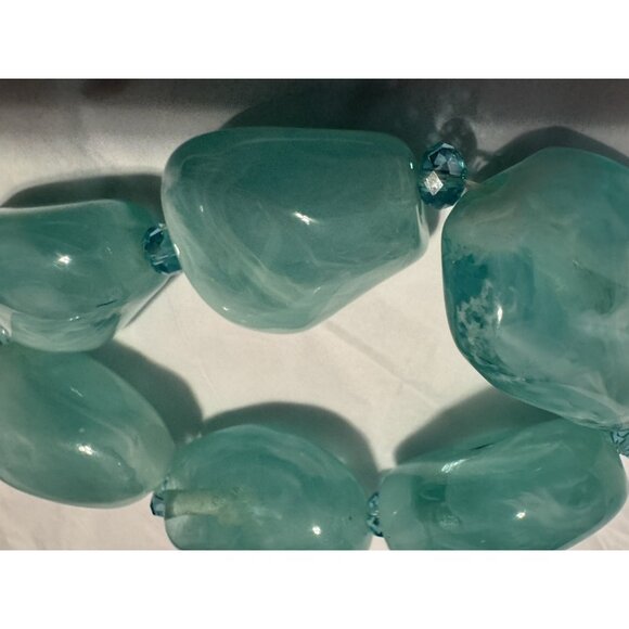 Faux Rock Bracelet Women's Costume Jewelry Blue Beads Stones - Picture 3 of 6